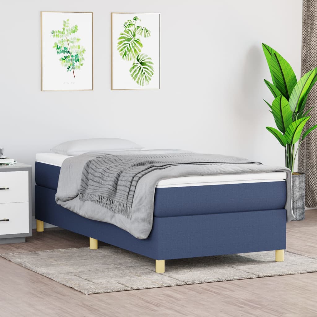 vidaXL Σκελετός Κρεβατιού με Ελατήρια Μπλε 80x200 εκ. Υφασμάτινο