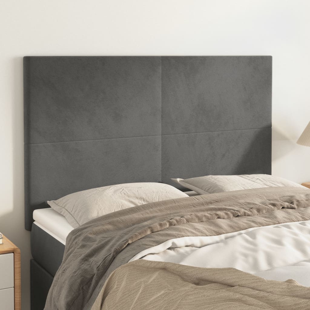 vidaXL Κεφαλάρι Σκούρο Γκρι Βελούδινο 144x5x118/128 εκ.