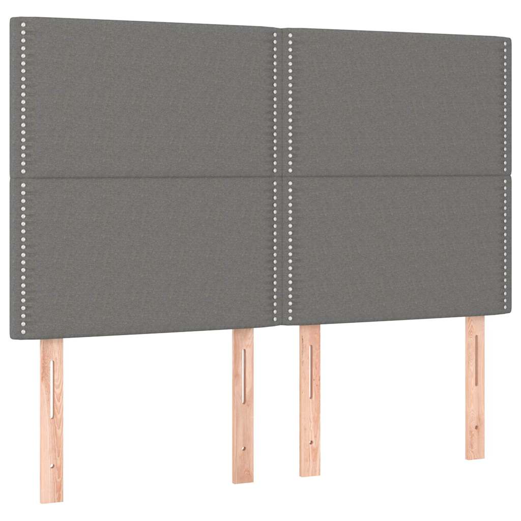 vidaXL Κεφαλάρι Κρεβατιού Σκούρο Γκρι 144x5x118/128 εκ. Ύφασμα