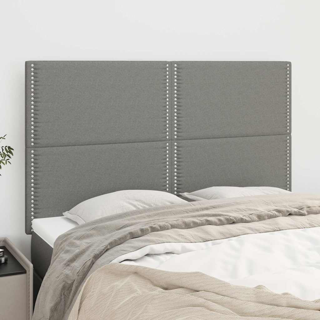 vidaXL Κεφαλάρι Κρεβατιού Σκούρο Γκρι 144x5x118/128 εκ. Ύφασμα