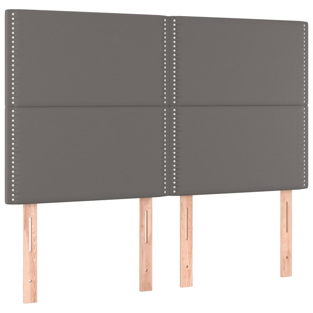 vidaXL Κεφαλάρι Κρεβατιού Γκρι 144x5x118/128 εκ. από Συνθετικό Δέρμα