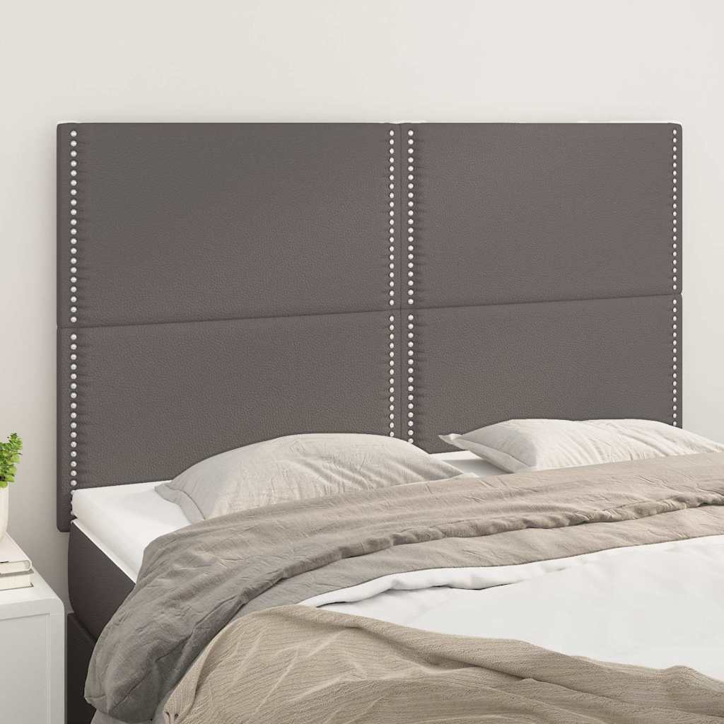vidaXL Κεφαλάρι Κρεβατιού Γκρι 144x5x118/128 εκ. από Συνθετικό Δέρμα