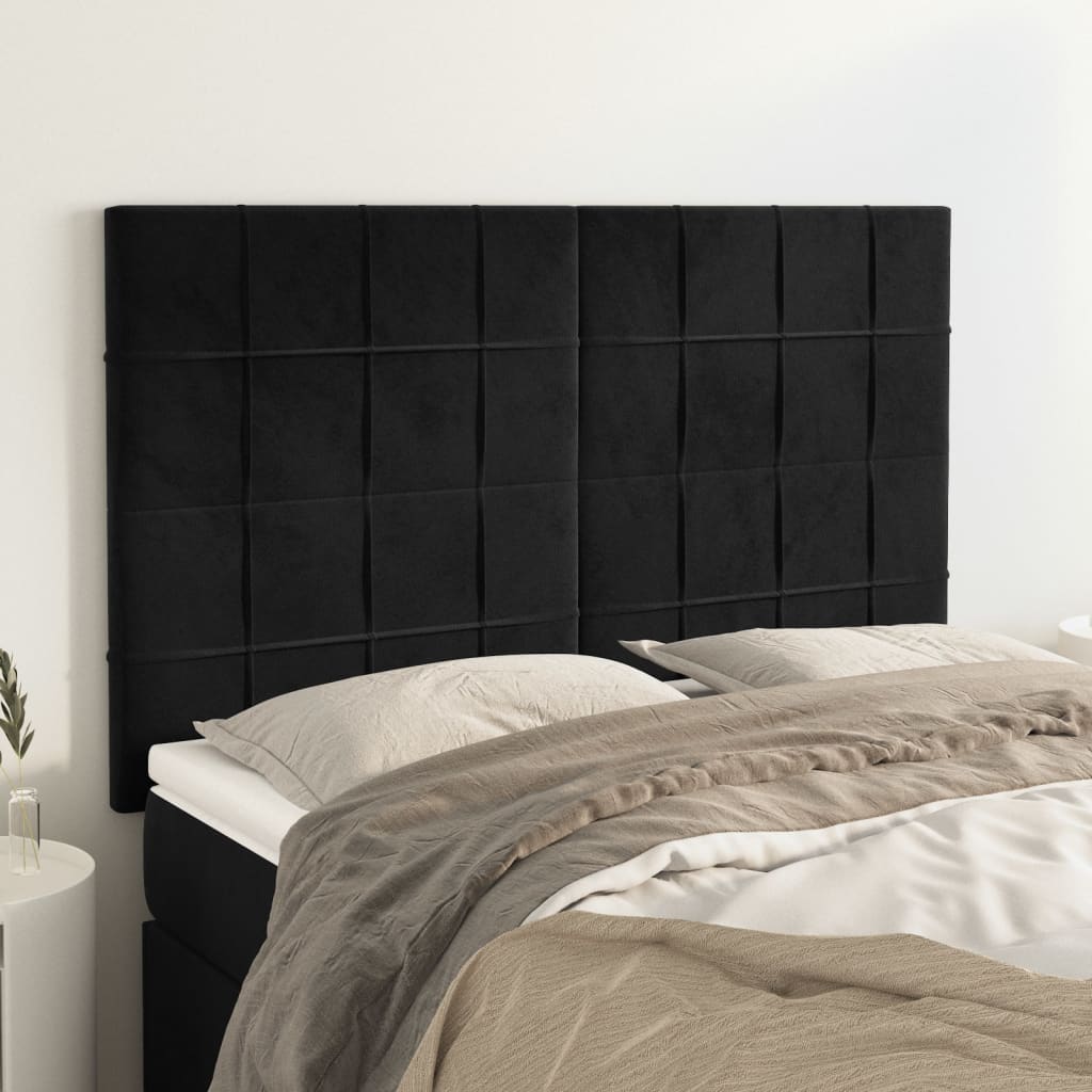 vidaXL Κεφαλάρια Κρεβατιού 4 τεμ. Μαύρα 72x5x78/88 εκ. Βελούδινα