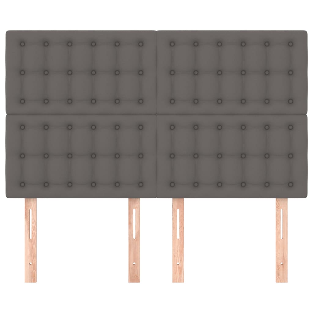 vidaXL Κεφαλάρι Κρεβατιού Γκρι 144x5x118/128 εκ. από Συνθετικό Δέρμα
