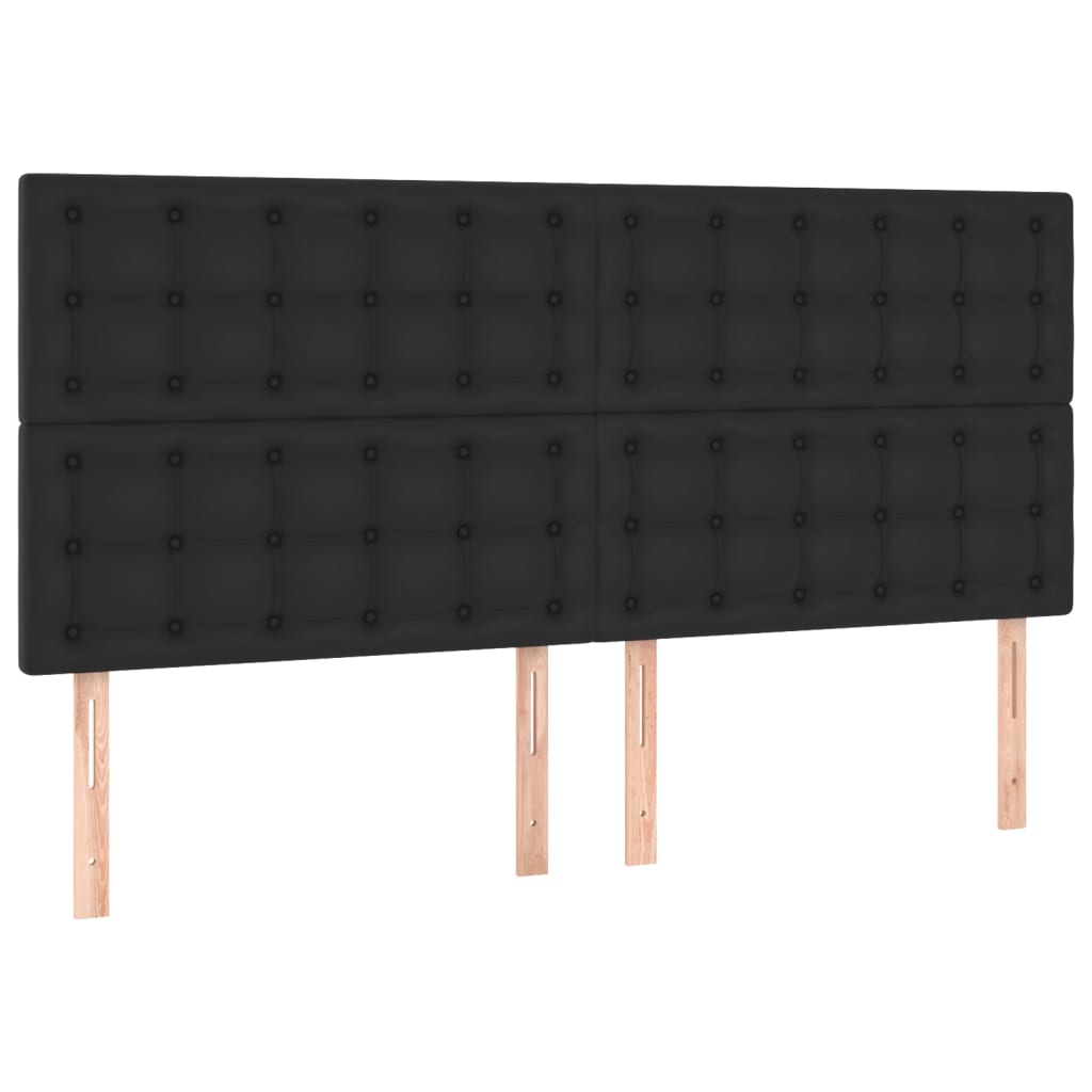 vidaXL Κεφαλάρια Κρεβατιού 4 τεμ. Μαύρο 100x5x78/88 εκ.Συνθετικό Δέρμα