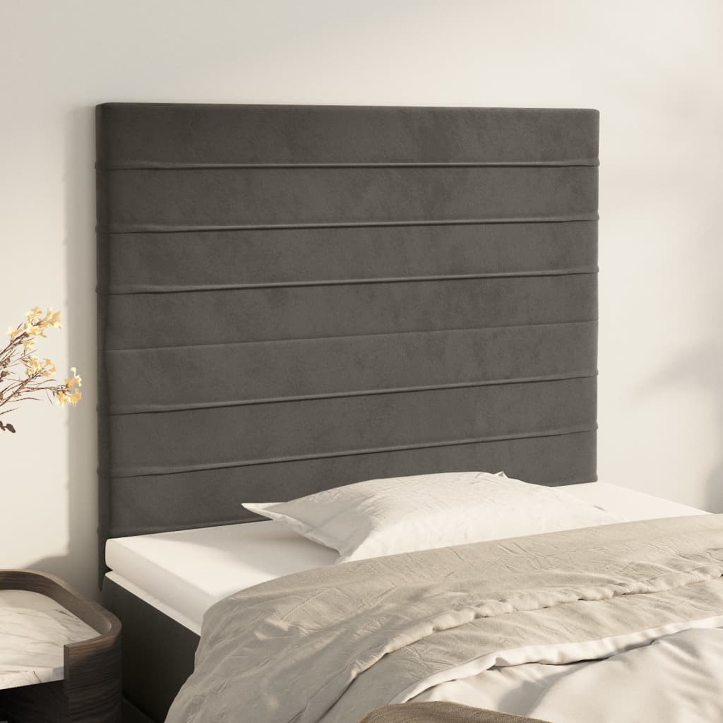 vidaXL Κεφαλάρι Σκούρο Γκρι Βελούδινο 100x5x118/128 εκ.