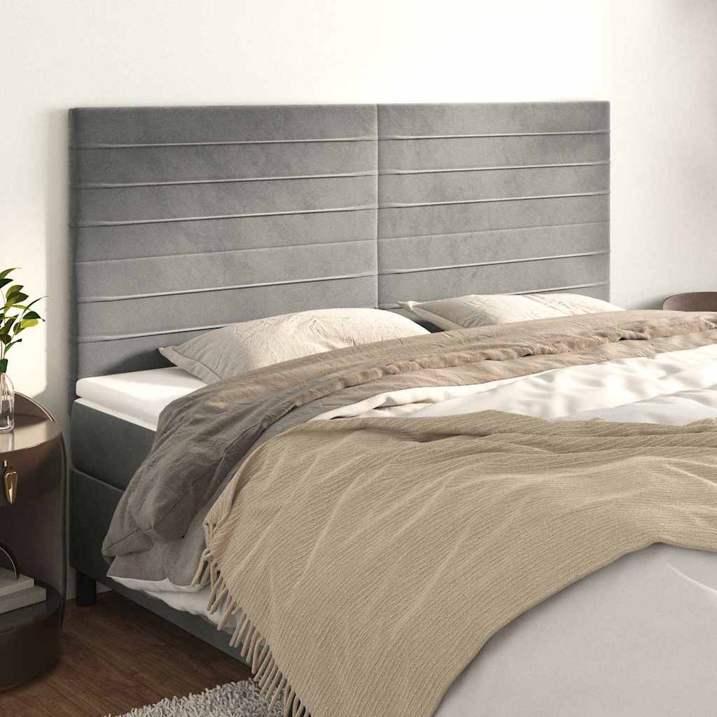 vidaXL Κεφαλάρι Ανοιχτό Γκρι 160x5x118/128 εκ. Βελούδο