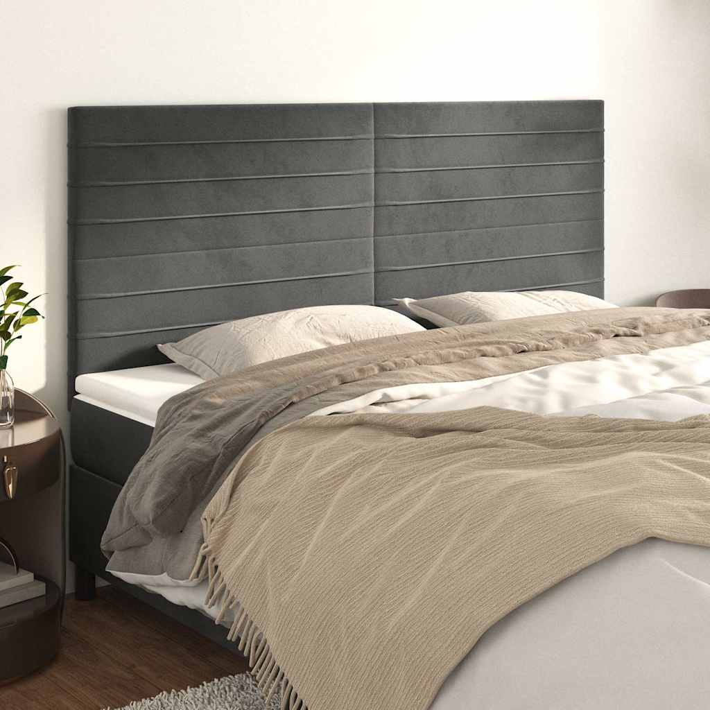 vidaXL Κεφαλάρι Σκούρο Γκρι Βελούδινο 160x5x118/128 εκ.