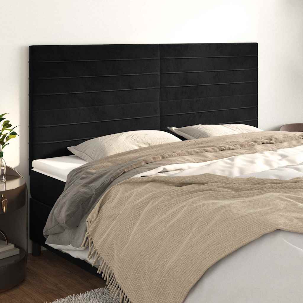 vidaXL Κεφαλάρι Μαύρο Βελούδινο 160x5x118/128 εκ.
