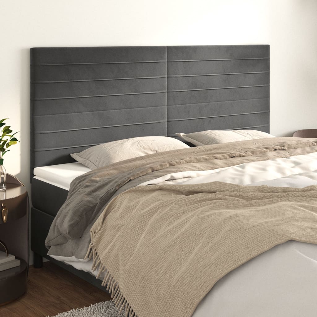 vidaXL Κεφαλάρι Σκούρο Γκρι Βελούδινο 180x5x118/128 εκ.