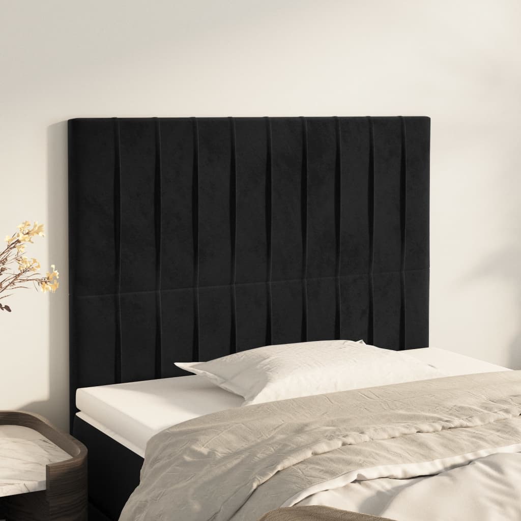 vidaXL Κεφαλάρι Μαύρο Βελούδινο 100x5x118/128 εκ.