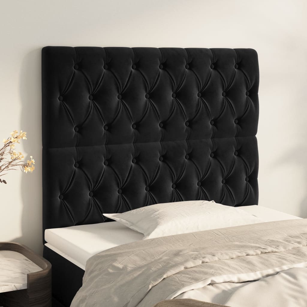 vidaXL Κεφαλάρι Μαύρο Βελούδινο 100x7x118/128 εκ.