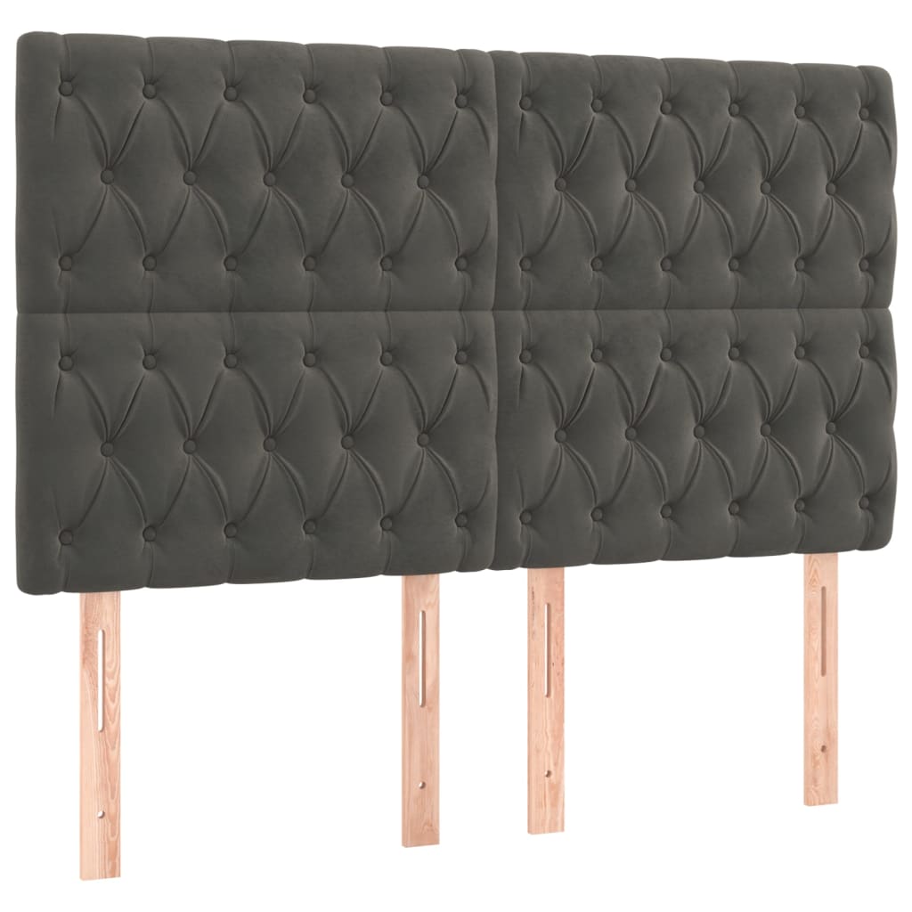 vidaXL Κεφαλάρι Σκούρο Γκρι Βελούδινο 144x7x118/128 εκ.