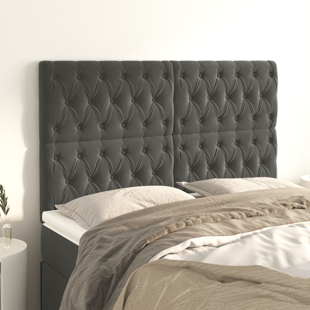 vidaXL Κεφαλάρι Σκούρο Γκρι Βελούδινο 144x7x118/128 εκ.