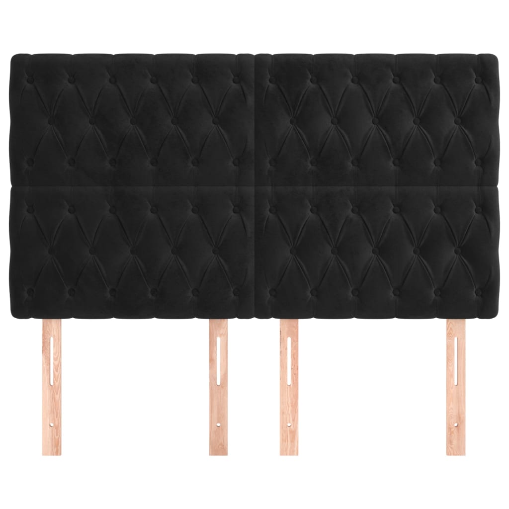vidaXL Κεφαλάρι Μαύρο Βελούδινο 144x7x118/128 εκ.