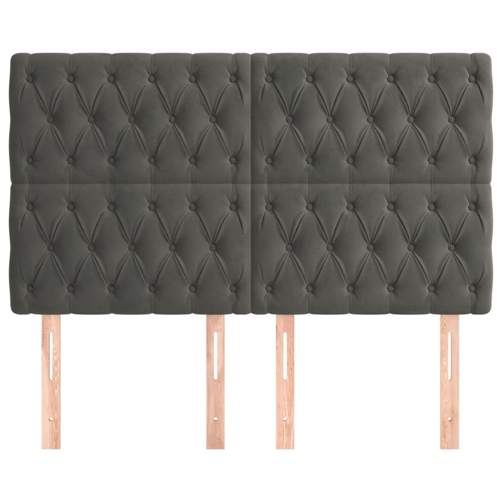 vidaXL Κεφαλάρι Σκούρο Γκρι Βελούδινο 160x7x118/128 εκ.