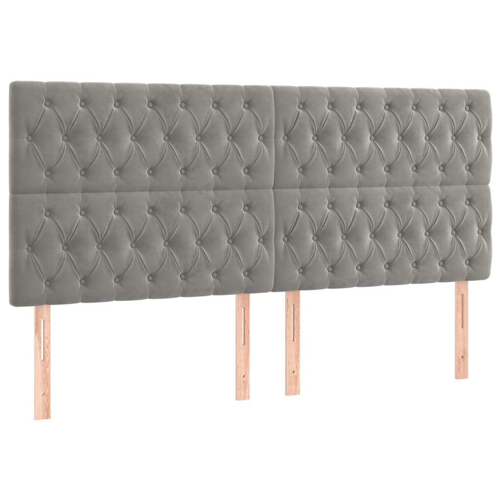 vidaXL Κεφαλάρι Ανοιχτό Γκρι 200x7x118/128 εκ. Βελούδο
