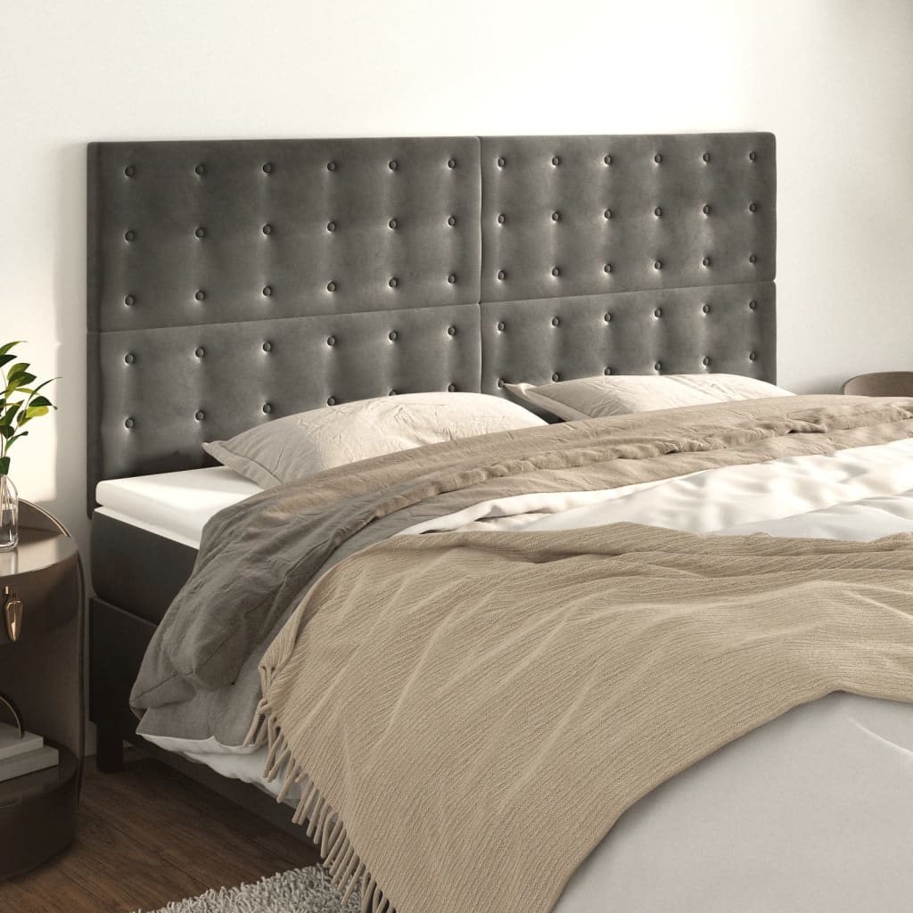 vidaXL Κεφαλάρι Σκούρο Γκρι Βελούδινο 160x5x118/128 εκ.