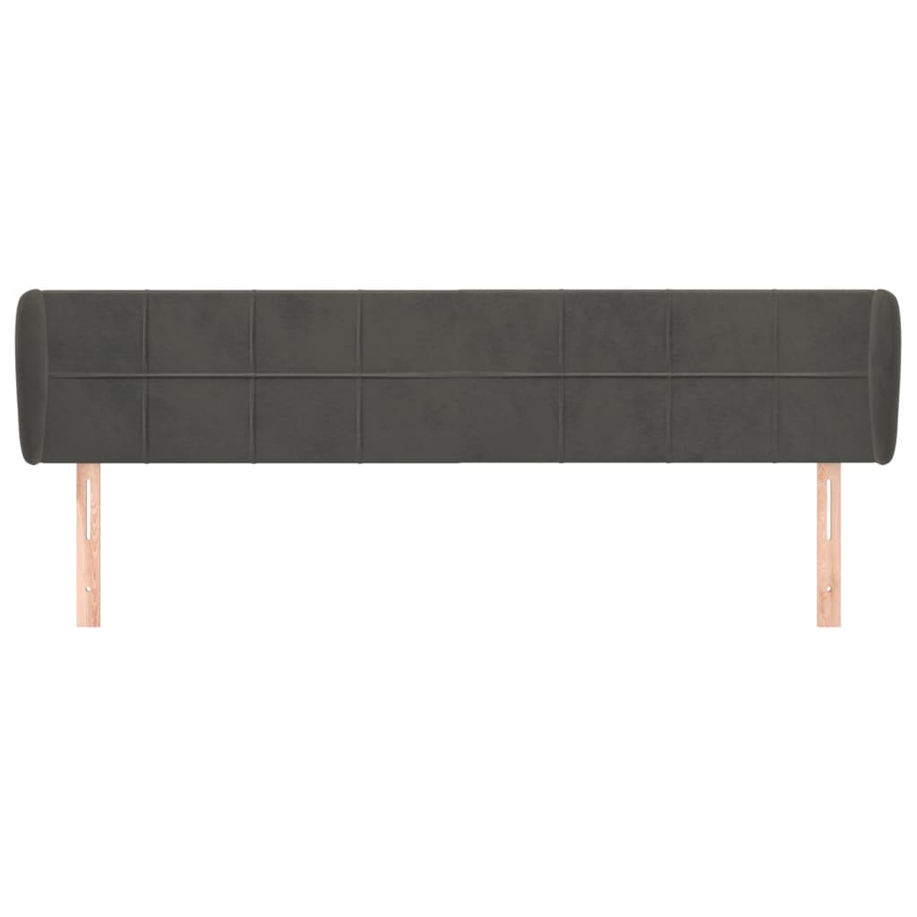 vidaXL Κεφαλάρι με Πτερύγια Σκούρο Γκρι 183x23x78/88 εκ. Βελούδινο
