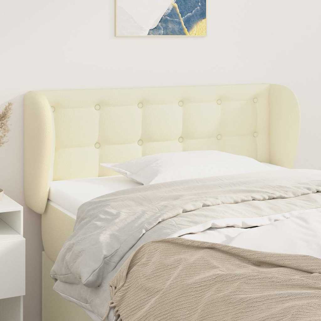 vidaXL Κεφαλάρι με Πτερύγια Κρεμ 93x23x78/88 εκ. Συνθετικό Δέρμα
