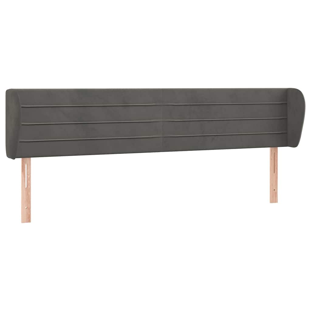 vidaXL Κεφαλάρι με Πτερύγια Σκούρο Γκρι 163x23x78/88 εκ. Βελούδινο
