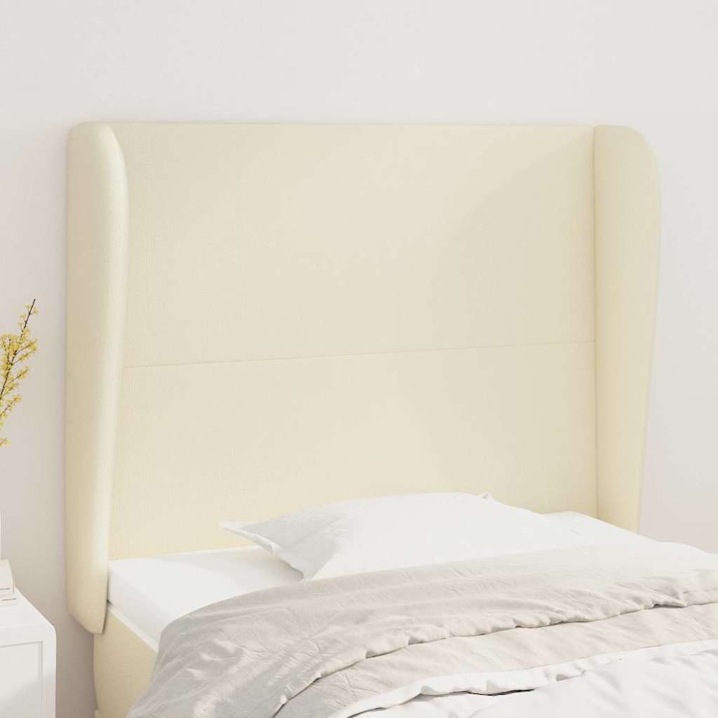 vidaXL Κεφαλάρι με Πτερύγια Κρεμ 83x23x118/128 εκ. Συνθετικό Δέρμα
