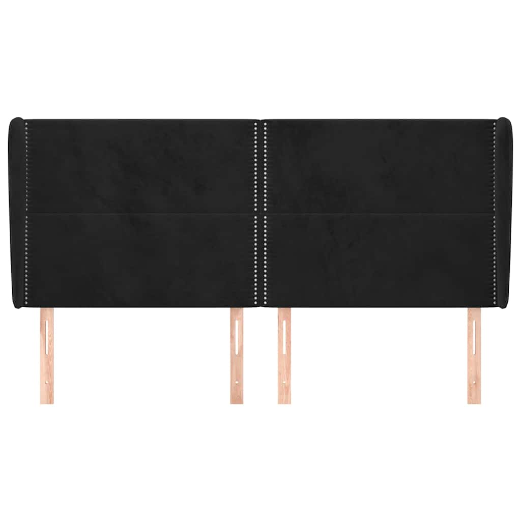 vidaXL Κεφαλάρι με Πτερύγια Μαύρο 183x23x118/128 εκ. Βελούδινο