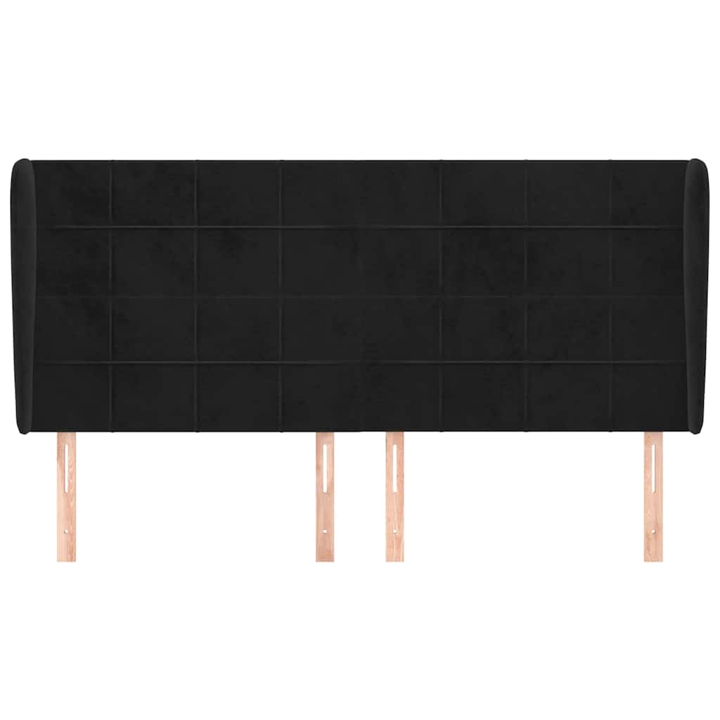 vidaXL Κεφαλάρι με Πτερύγια Μαύρο 183x23x118/128 εκ. Βελούδινο