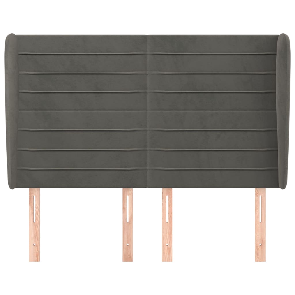 vidaXL Κεφαλάρι με Πτερύγια Σκούρο Γκρι 147x23x118/128 εκ. Βελούδινο