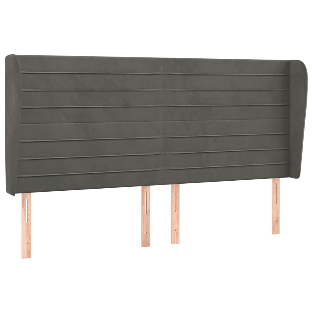 vidaXL Κεφαλάρι με Πτερύγια Σκούρο Γκρι 183x23x118/128 εκ. Βελούδινο