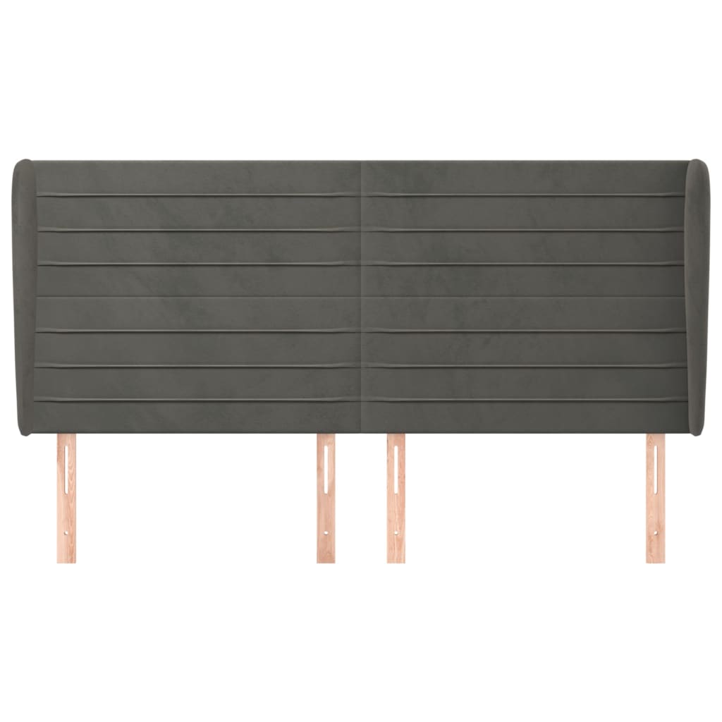 vidaXL Κεφαλάρι με Πτερύγια Σκούρο Γκρι 183x23x118/128 εκ. Βελούδινο