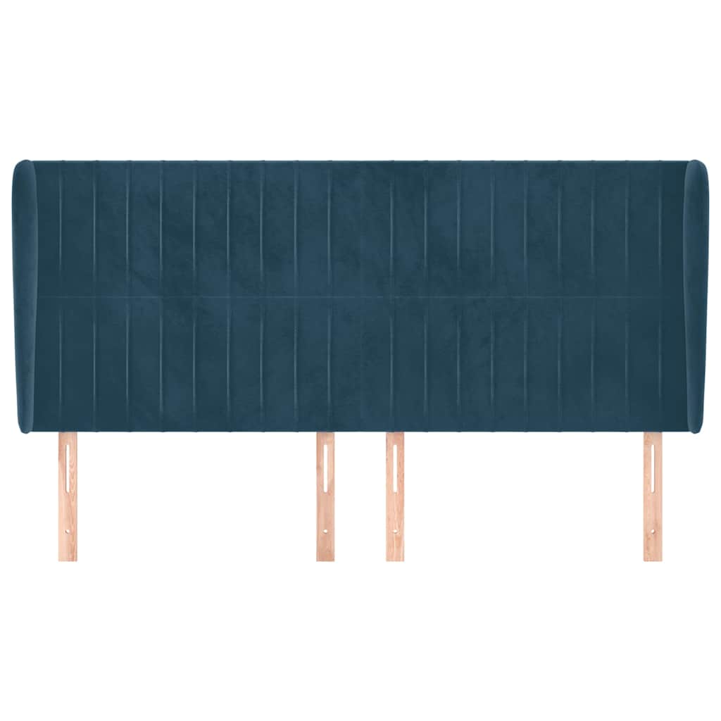 vidaXL Κεφαλάρι με Πτερύγια Σκούρο Μπλε 183x23x118/128 εκ. Βελούδινο
