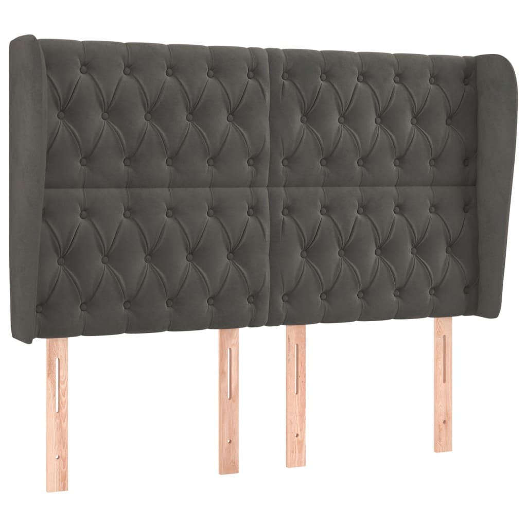 vidaXL Κεφαλάρι με Πτερύγια Σκούρο Γκρι 147x23x118/128 εκ. Βελούδινο