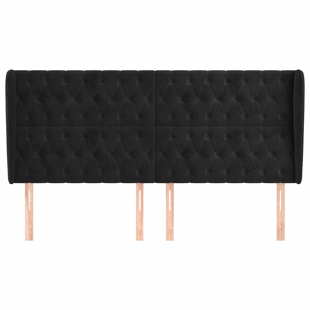 vidaXL Κεφαλάρι με Πτερύγια Μαύρο 203x23x118/128 εκ. Βελούδινο