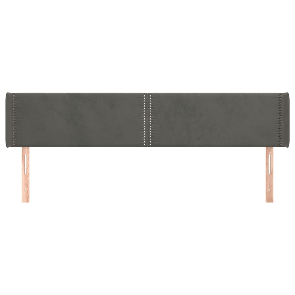 vidaXL Κεφαλάρι με Πτερύγια Σκούρο Γκρι 183x16x78/88 εκ. Βελούδινο