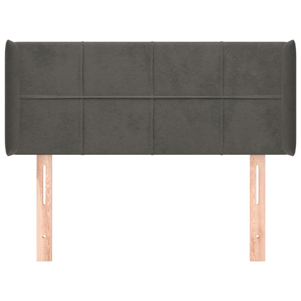 vidaXL Κεφαλάρι με Πτερύγια Σκούρο Γκρι 93x16x78/88 εκ. Βελούδινο