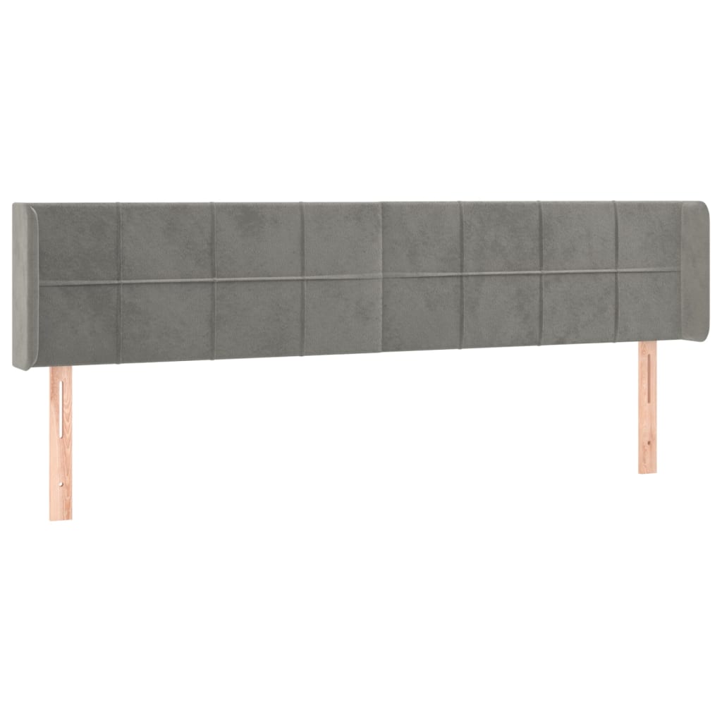 vidaXL Κεφαλάρι με Πτερύγια Ανοιχτό Γκρι 183x16x78/88 εκ. Βελούδινο