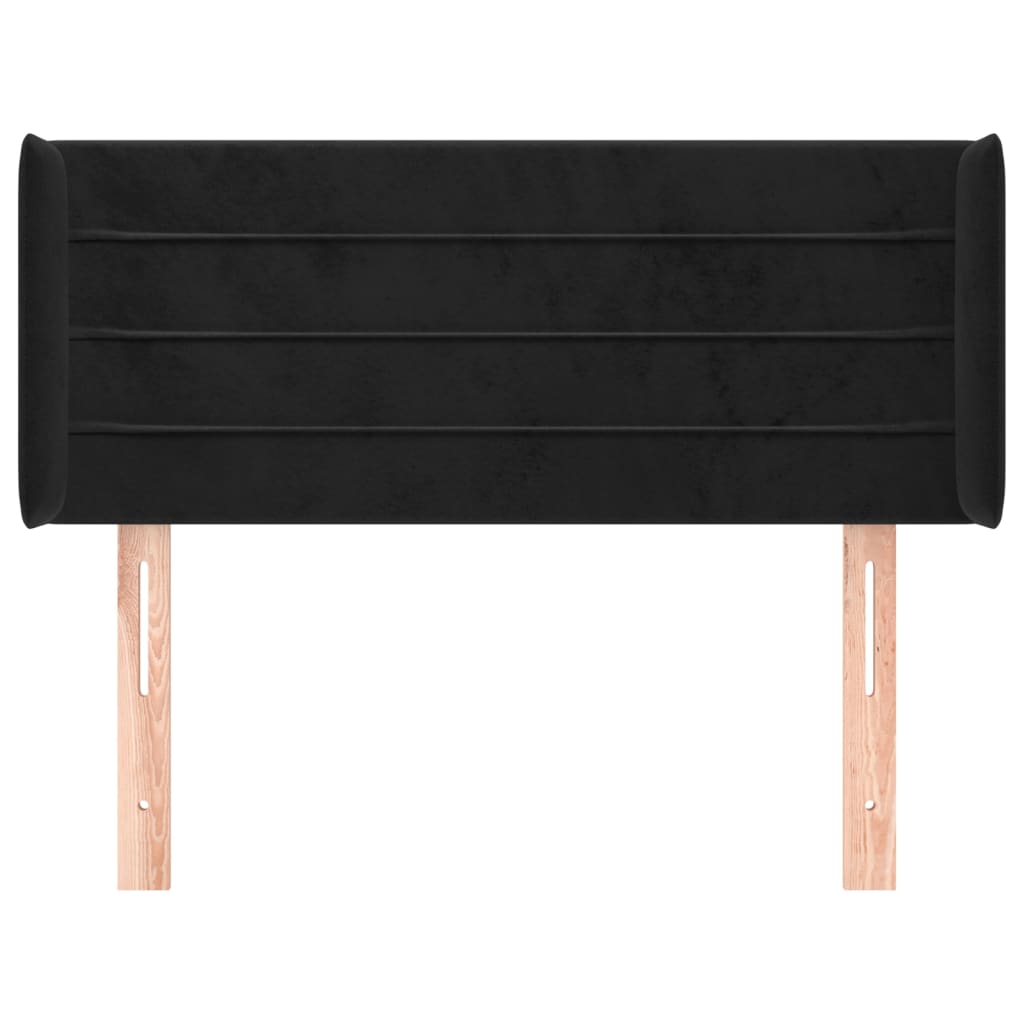 vidaXL Κεφαλάρι με Πτερύγια Μαύρο 93x16x78/88 εκ. Βελούδινο