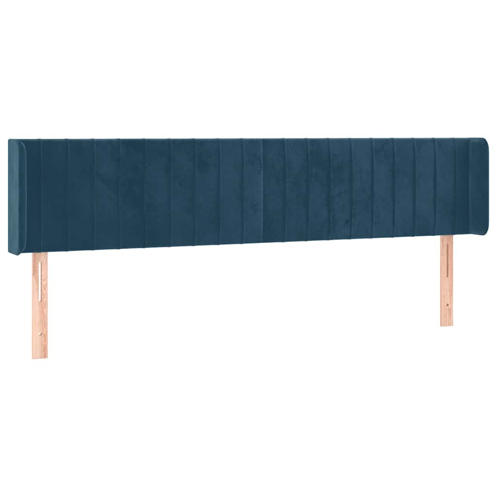 vidaXL Κεφαλάρι με Πτερύγια Σκούρο Μπλε 183x16x78/88 εκ. Βελούδινο
