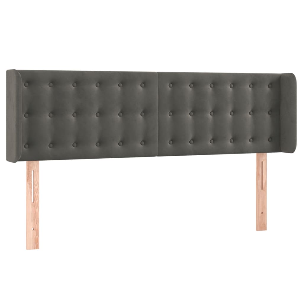 vidaXL Κεφαλάρι με Πτερύγια Σκούρο Γκρι 147x16x78/88 εκ. Βελούδινο
