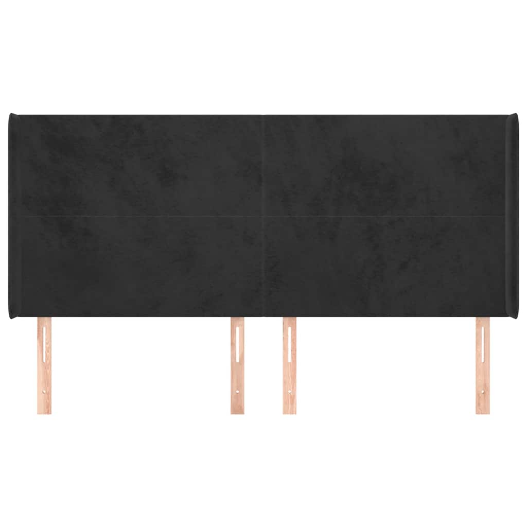 vidaXL Κεφαλάρι με Πτερύγια Μαύρο 183x16x118/128 εκ. Βελούδινο