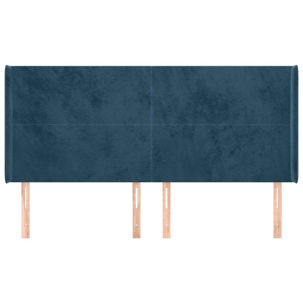 vidaXL Κεφαλάρι με Πτερύγια Σκούρο Μπλε 183x16x118/128 εκ. Βελούδινο