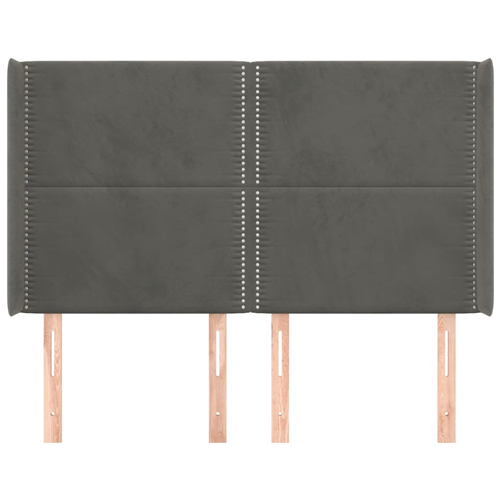 vidaXL Κεφαλάρι με Πτερύγια Σκούρο Γκρι 147x16x118/128εκ.Βελούδινο