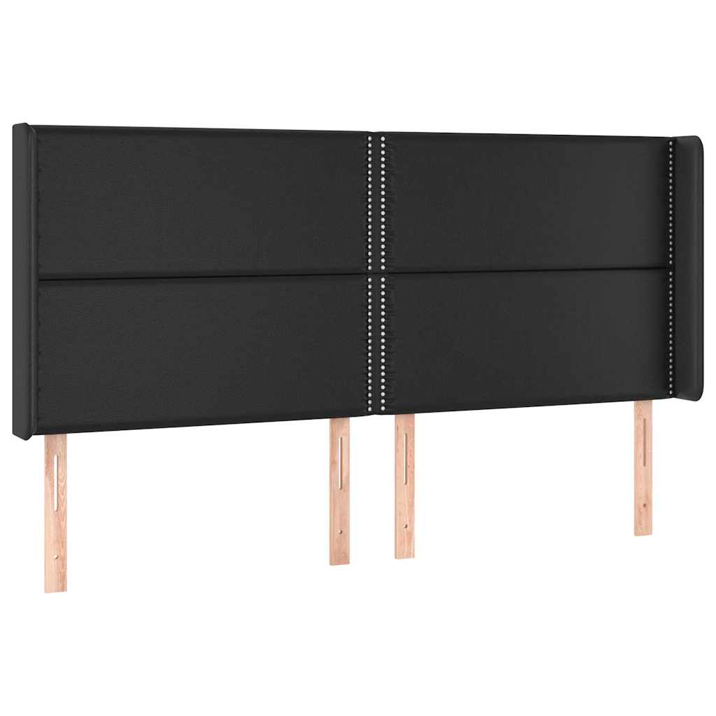 vidaXL Κεφαλάρι με Πτερύγια Μαύρο 183x16x118/128 εκ. Συνθ. Δέρμα