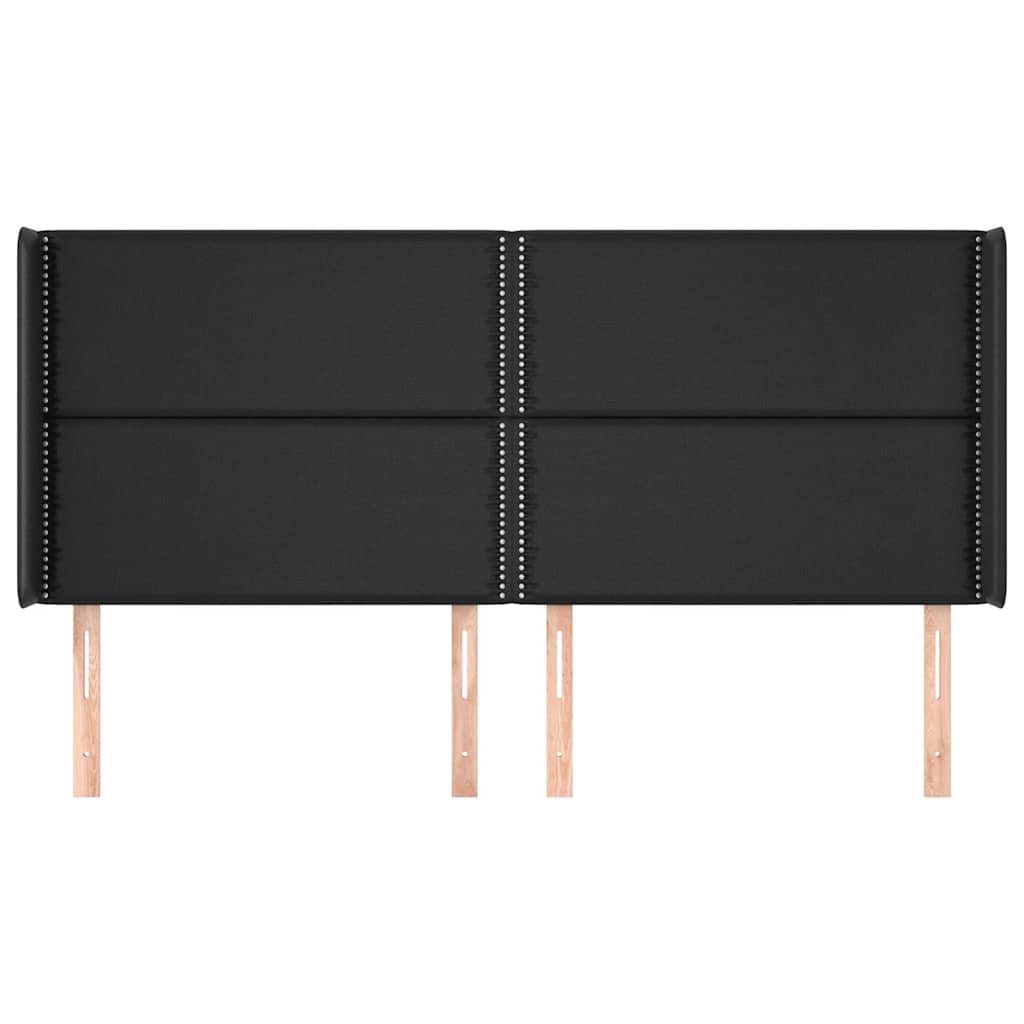 vidaXL Κεφαλάρι με Πτερύγια Μαύρο 183x16x118/128 εκ. Συνθ. Δέρμα