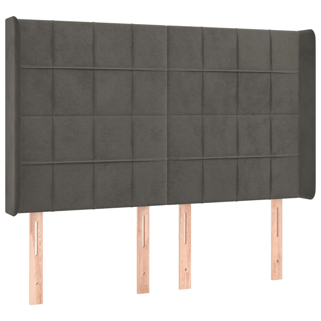 vidaXL Κεφαλάρι με Πτερύγια Σκούρο Γκρι 147x16x118/128εκ.Βελούδινο