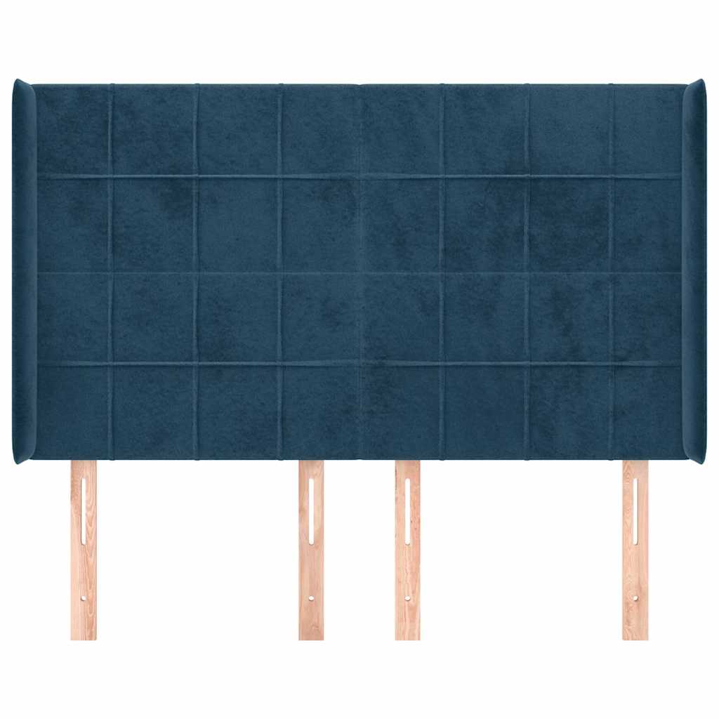 vidaXL Κεφαλάρι με Πτερύγια Σκούρο Μπλε 147x16x118/128 εκ. Βελούδινο