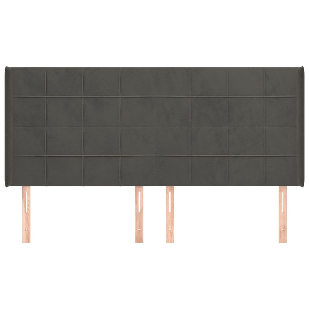 vidaXL Κεφαλάρι με Πτερύγια Σκούρο Γκρι 183x16x118/128 εκ. Βελούδινο
