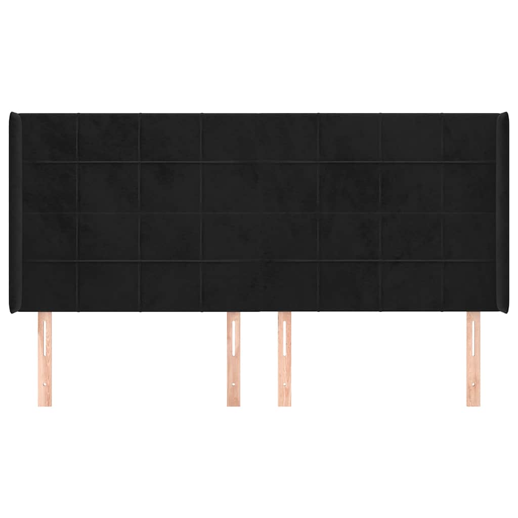 vidaXL Κεφαλάρι με Πτερύγια Μαύρο 183x16x118/128 εκ. Βελούδινο