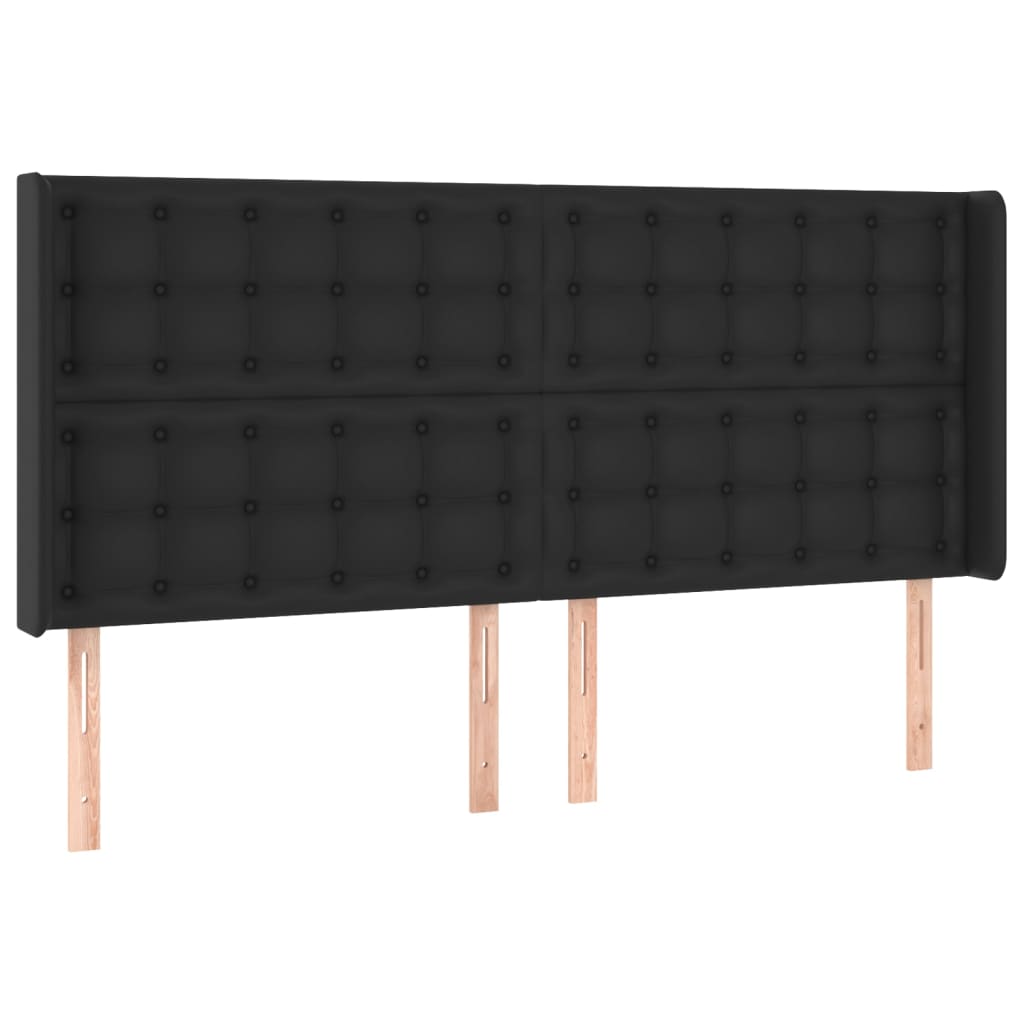 vidaXL Κεφαλάρι με Πτερύγια Μαύρο 183x16x118/128 εκ. Συνθ. Δέρμα